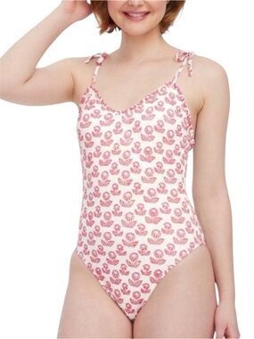 Roller Rabbit x Target Floral Tie-Shoulder One-Piece Swimsuit Size Small Ruffle